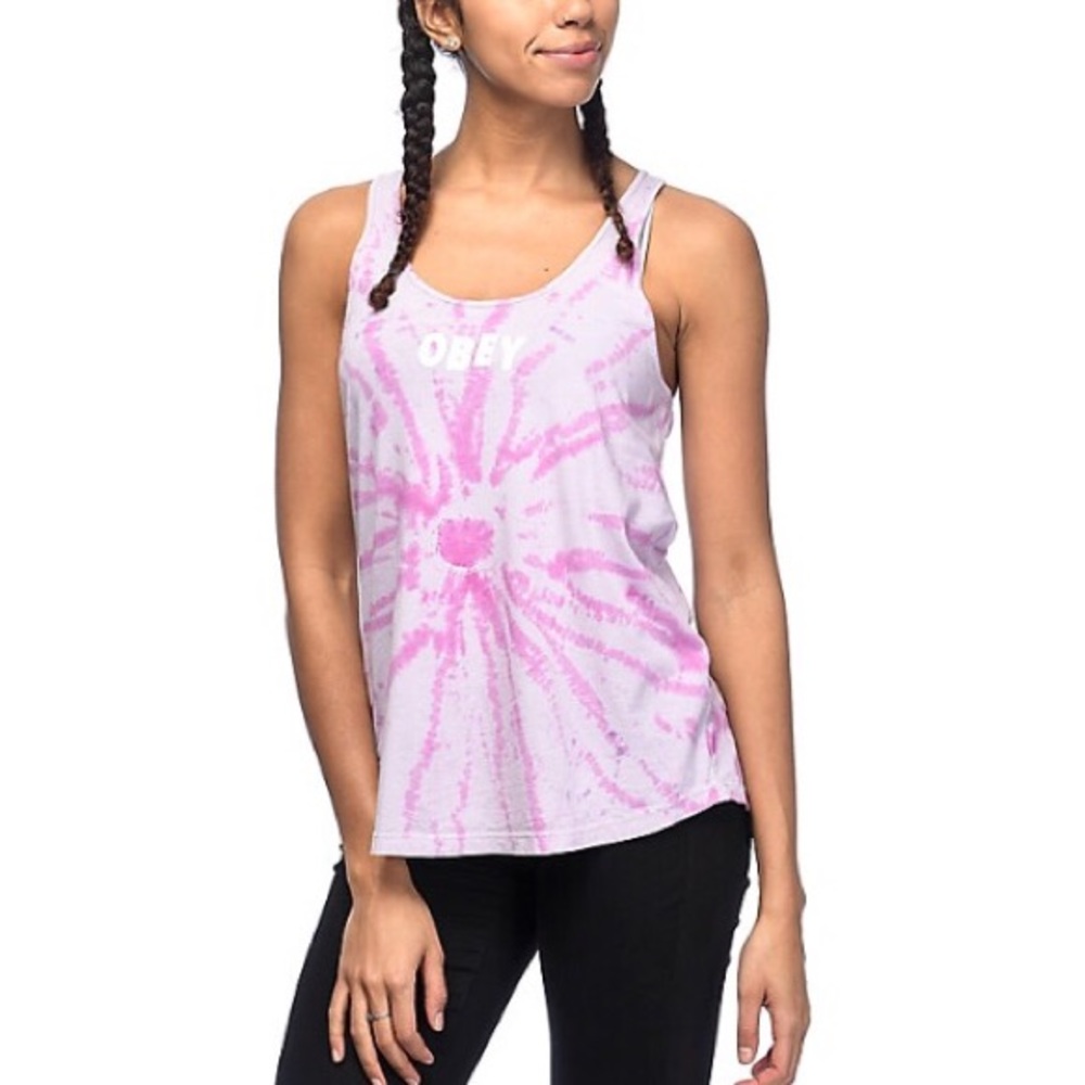 Obey Liberty Pink Tie Dye Tank Top